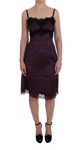 Elegant Purple Silk Lace Shift Dress - Luxury for You