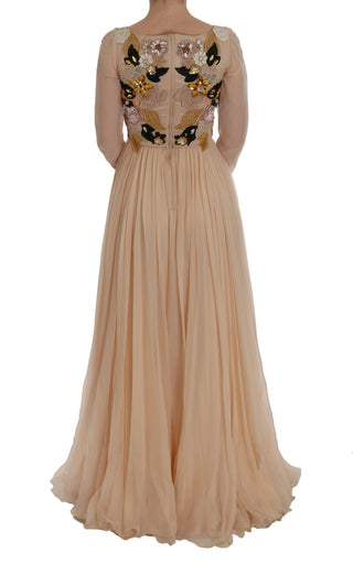 Elegant Floral Embroidered Silk Maxi Dress - Luxury for You