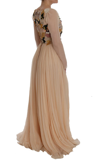 Elegant Floral Embroidered Silk Maxi Dress - Luxury for You