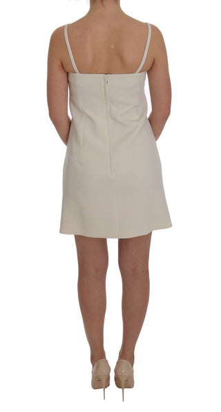 Elegant White Wool Shift Dress With Gold Brooch - Luxury for You