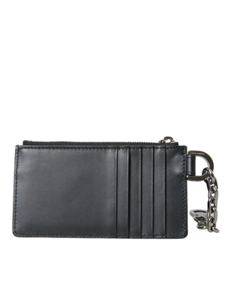 Black Calfskin Leather Dg Logo Card Holder Wallet Men