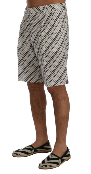 Elegant Striped Cotton-linen Shorts - Luxury for You