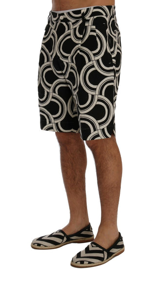 Chic Black & White Patterned Linen Shorts - Luxury for You