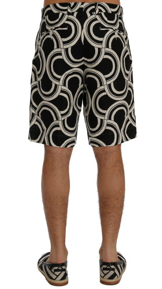 Chic Black & White Patterned Linen Shorts - Luxury for You