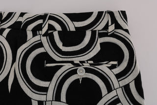 Chic Black & White Patterned Linen Shorts - Luxury for You