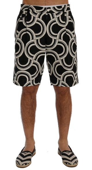 Chic Black & White Patterned Linen Shorts - Luxury for You