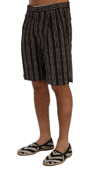 Bordeaux Striped Cotton Knee High Shorts - Luxury for You