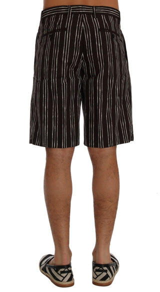 Bordeaux Striped Cotton Knee High Shorts - Luxury for You