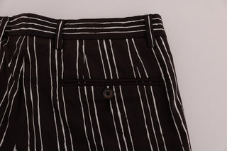 Bordeaux Striped Cotton Knee High Shorts - Luxury for You