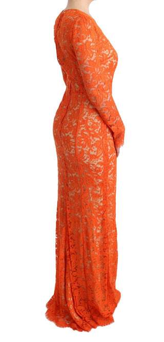 Elegant Long-sleeve Full-length Orange Sheath Dress - Luxury for You