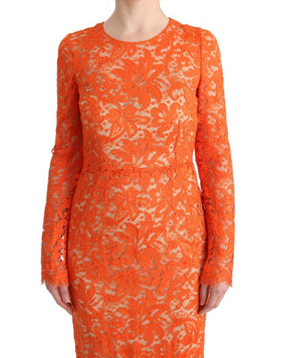 Elegant Long-sleeve Full-length Orange Sheath Dress - Luxury for You