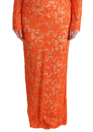 Elegant Long-sleeve Full-length Orange Sheath Dress - Luxury for You