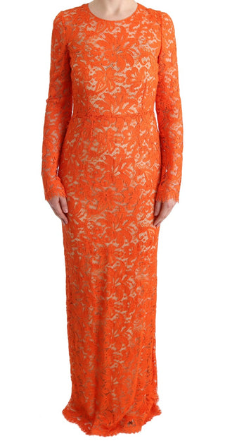 Elegant Long-sleeve Full-length Orange Sheath Dress - Luxury for You