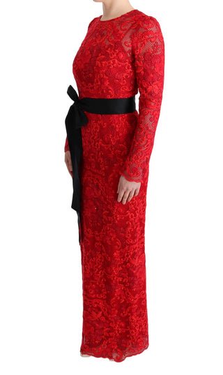 Elegant Red Sheath Dress With Silk Bow Belt - Luxury for You