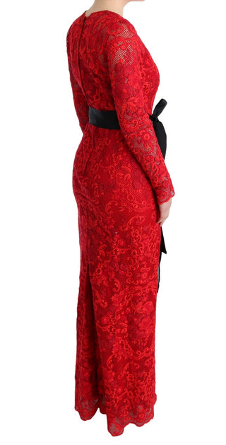 Elegant Red Sheath Dress With Silk Bow Belt - Luxury for You