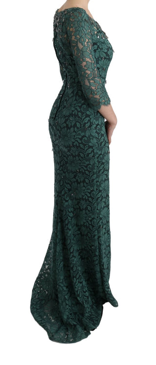 Elegant Green Crystal Embellished Sheath Dress - Luxury for You