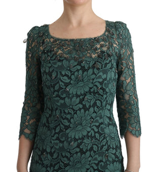 Elegant Green Crystal Embellished Sheath Dress - Luxury for You