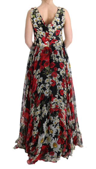 Floral Maxi Gown With Sunflower Print And Crystals - Luxury for You