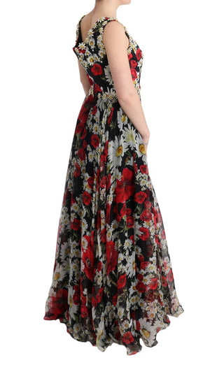 Floral Maxi Gown With Sunflower Print And Crystals - Luxury for You