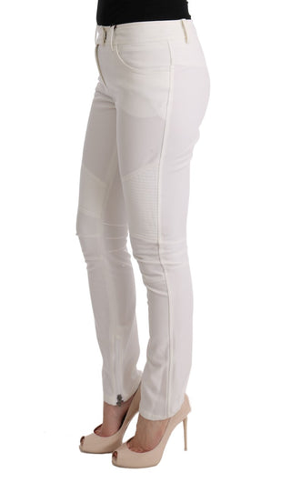 Chic White Slim Fit Cotton Pants - Luxury for You