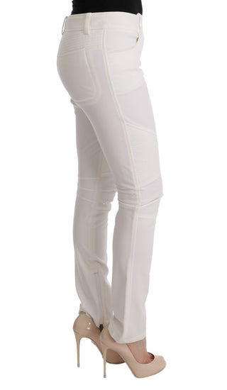 Chic White Slim Fit Cotton Pants - Luxury for You