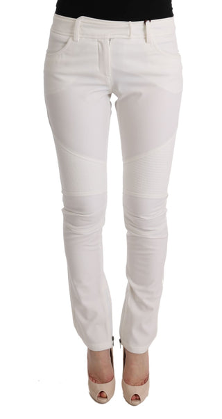 Chic White Slim Fit Cotton Pants - Luxury for You