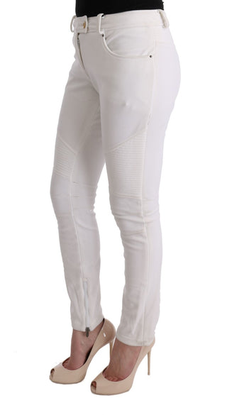 Chic White Slim Fit Cotton Pants - Luxury for You