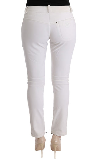 Chic White Slim Fit Cotton Pants - Luxury for You