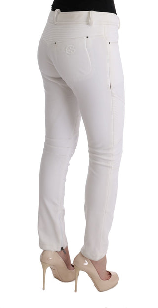 Chic White Slim Fit Cotton Pants - Luxury for You