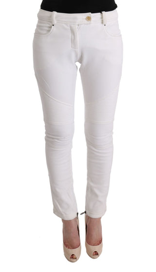 Chic White Slim Fit Cotton Pants - Luxury for You