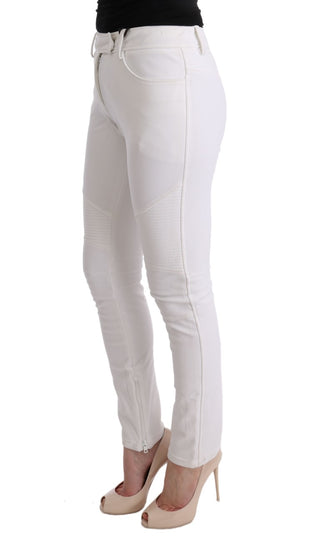 Chic White Slim Fit Cotton Trousers - Luxury for You