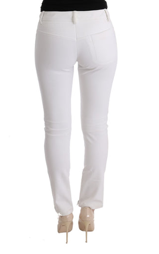 Chic White Slim Fit Cotton Trousers - Luxury for You