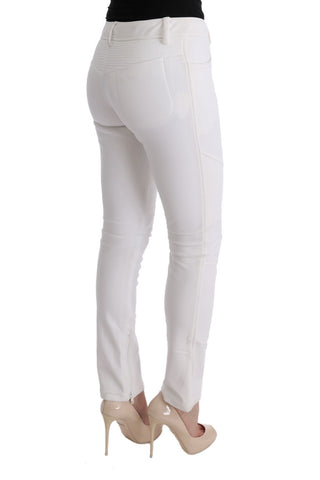 Chic White Slim Fit Cotton Trousers - Luxury for You