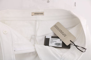 Chic White Slim Fit Cotton Trousers - Luxury for You