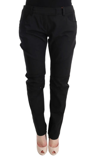 Sleek Black Cotton Slim Fit Pants - Luxury for You