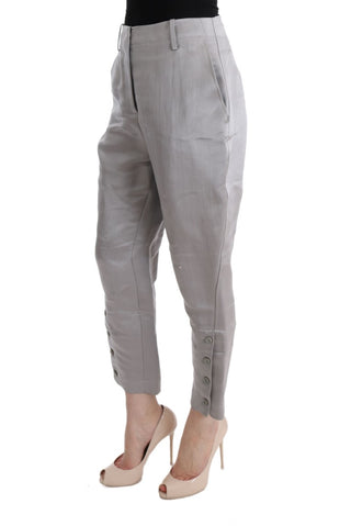 Chic Gray Cropped Silk Pants - Luxury for You