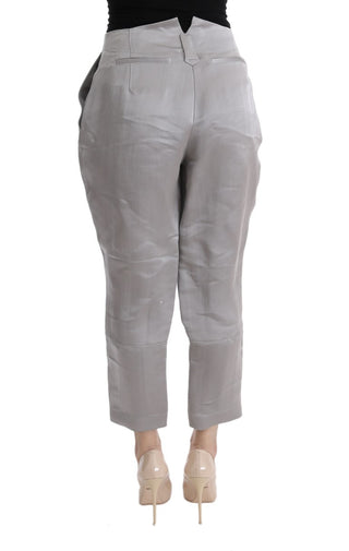 Chic Gray Cropped Silk Pants - Luxury for You