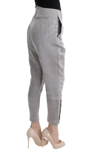 Chic Gray Cropped Silk Pants - Luxury for You