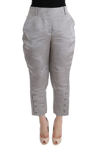 Chic Gray Cropped Silk Pants - Luxury for You