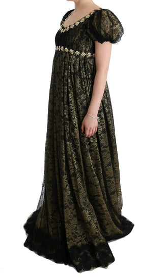 Sunflower Lace Crystal Maxi Shift Dress - Luxury for You