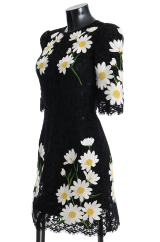 Black Floral Lace Chamomile Embroidered Dress - Luxury for You