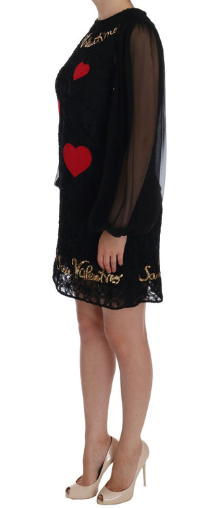 Black Lace Sequined Shift Dress - Luxury for You