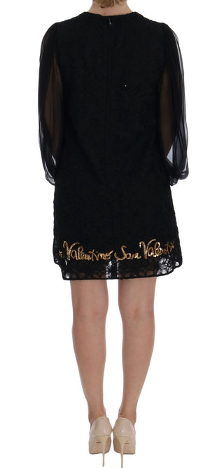 Black Lace Sequined Shift Dress - Luxury for You