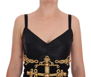 Elegant Black A-line Sleeveless Dress With Gold Details - Luxury for You