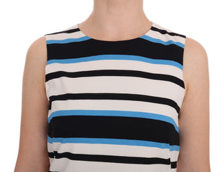 Elegant Sleeveless Striped Silk Shift Dress - Luxury for You