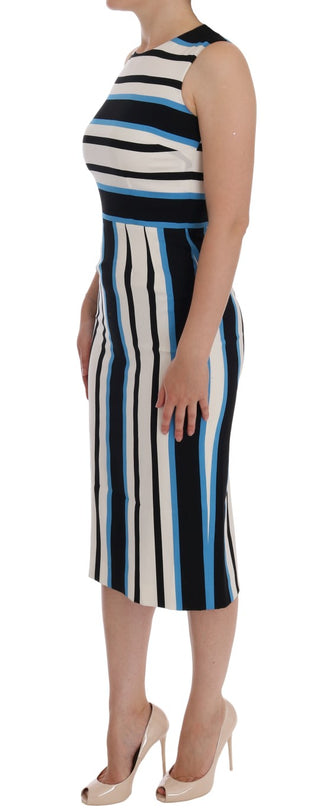 Chic Striped Silk Sheath Dress - Luxury for You