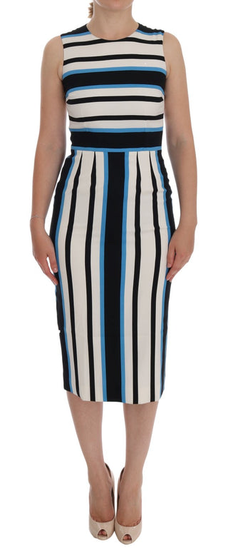 Chic Striped Silk Sheath Dress - Luxury for You