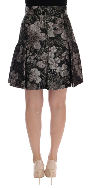 Elegant Black Silver-floral Straight Skirt - Luxury for You