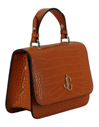 Orange Leather Top Handle And Shoulder Bag