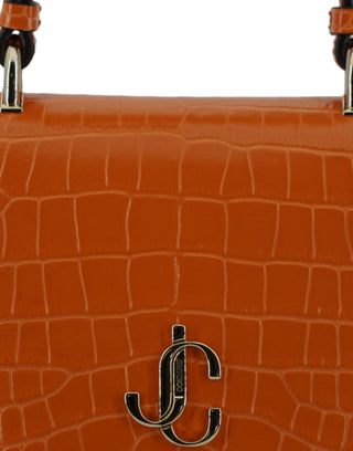 Orange Leather Top Handle And Shoulder Bag